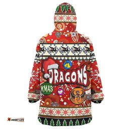 st george rugby christmas snug hoodie custom xmas dragon christmas balls snowflake with aboriginal patterns wearable blanket hoodie