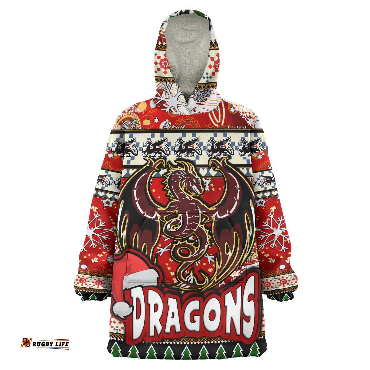 st george rugby christmas snug hoodie custom xmas dragon christmas balls snowflake with aboriginal patterns wearable blanket hoodie