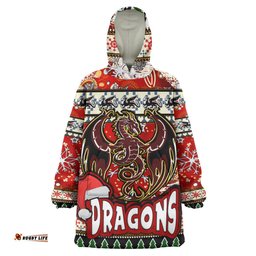 st george rugby christmas snug hoodie custom xmas dragon christmas balls snowflake with aboriginal patterns wearable blanket hoodie
