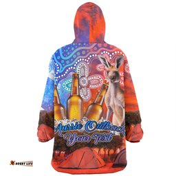 Australia Kangaroo Aboriginal Camping Custom Snug Hoodie - Aussie Outback Camping with Beer Snug Hoodie