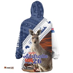Australia Australia Day Custom Snug Hoodie - Kangaroo Happy Australia Day Aboriginal Pattern Snug Hoodie