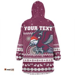 Manly Warringah Sea Eagles Christmas Custom Snug Hoodie - Ugly Xmas And Aboriginal Patterns For Die Hard Fan Snug Hoodie