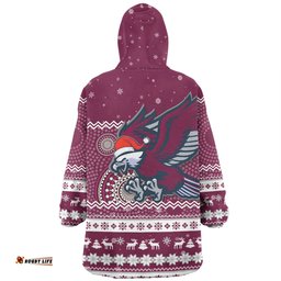 Manly Warringah Sea Eagles Christmas Custom Snug Hoodie - Ugly Xmas And Aboriginal Patterns For Die Hard Fan Snug Hoodie