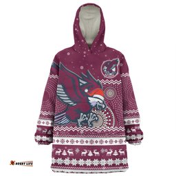 Manly Warringah Sea Eagles Christmas Custom Snug Hoodie - Ugly Xmas And Aboriginal Patterns For Die Hard Fan Snug Hoodie