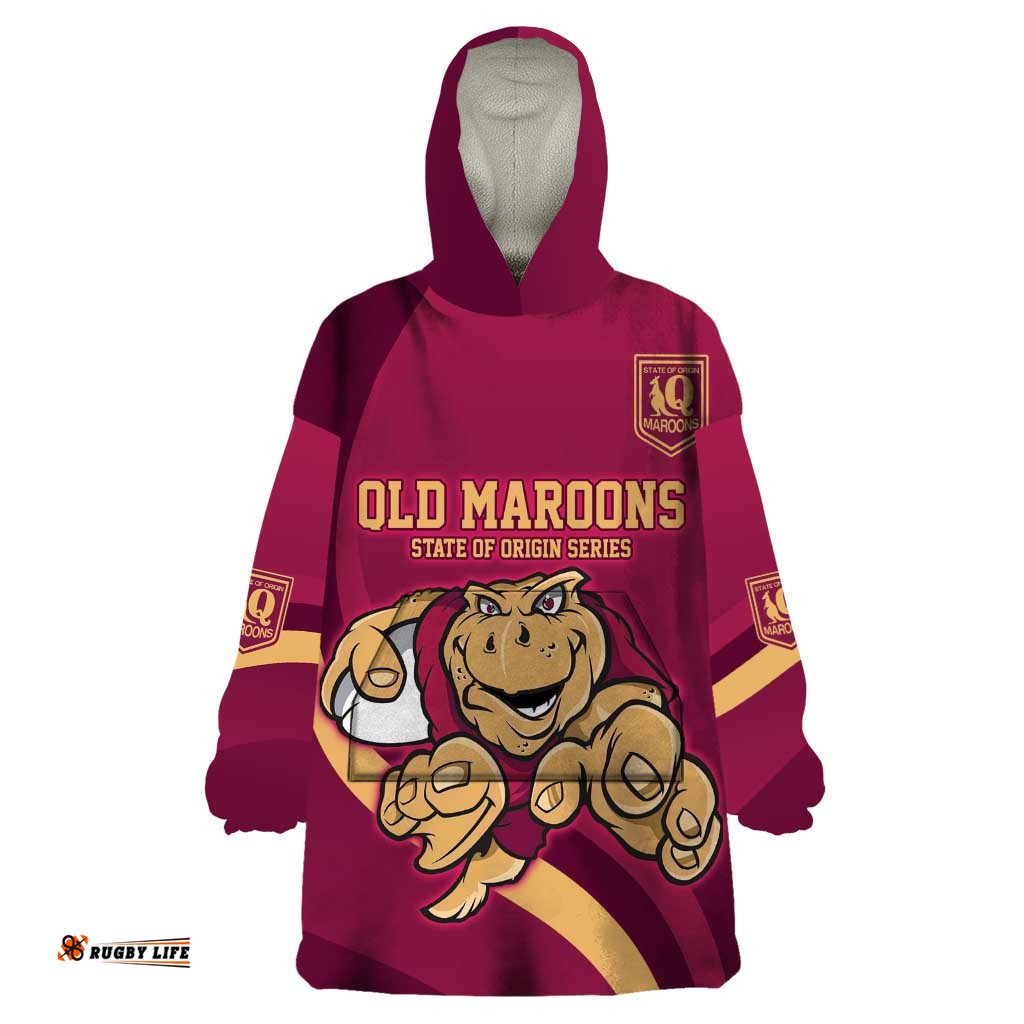 custom qld maroons cane toad wearable blanket hoodie queensland origin no1