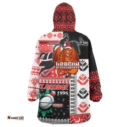 stgeorge rugby snug hoodie custom christmas snowflakes dragon mascot wearable blanket hoodie