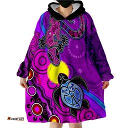 custom personalised australia lizard and turtle aboriginal art beautiful life wearable blanket hoodie