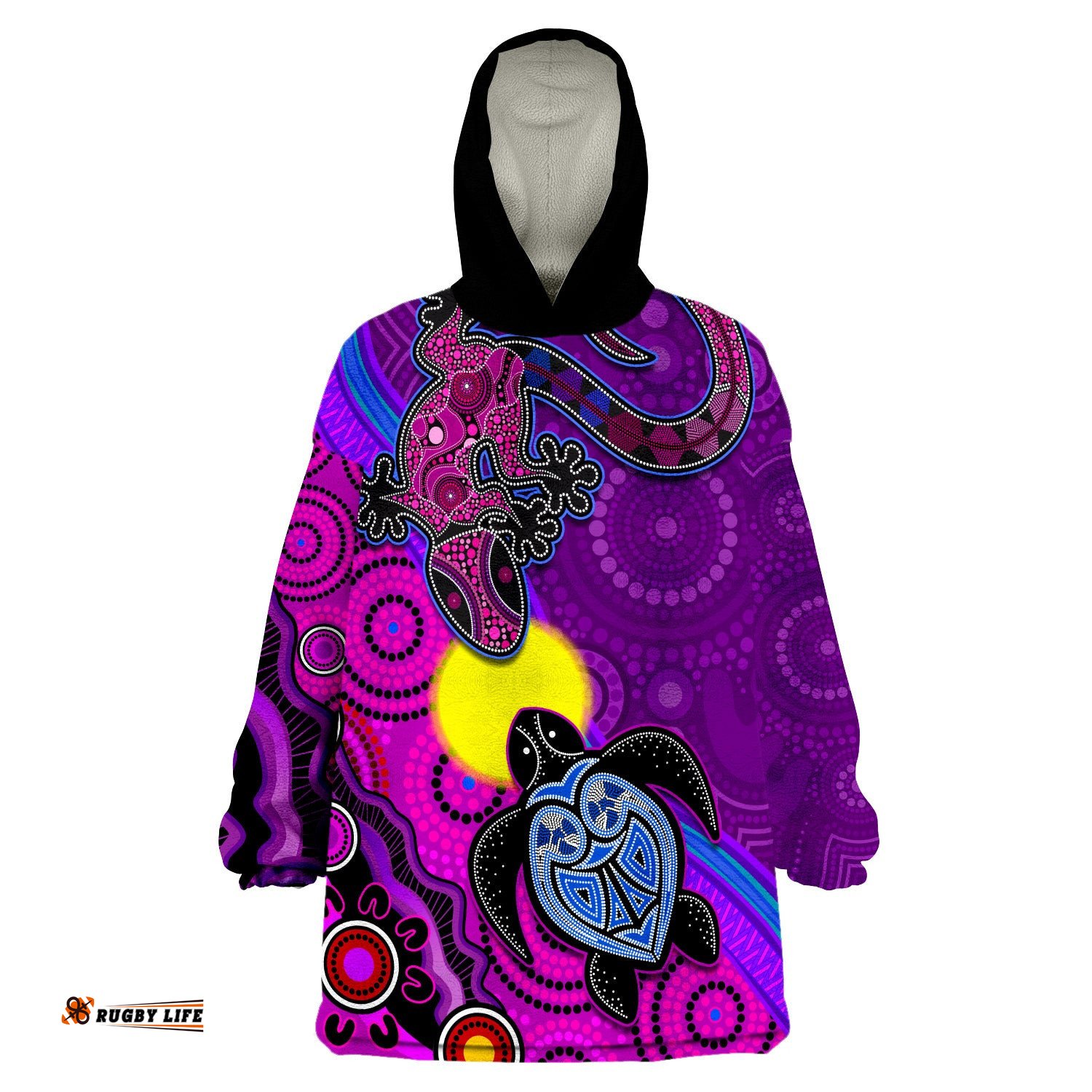 custom personalised australia lizard and turtle aboriginal art beautiful life wearable blanket hoodie