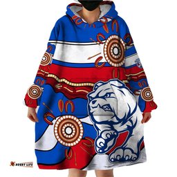 custom text and number afl bulldogs football wearable blanket hoodie western aboriginal simple style