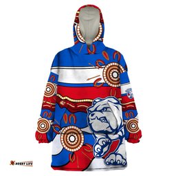 custom text and number afl bulldogs football wearable blanket hoodie western aboriginal simple style