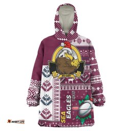 sea eagles rugby snug hoodie custom christmas snowflakes sea eagles mascot wearable blanket hoodie