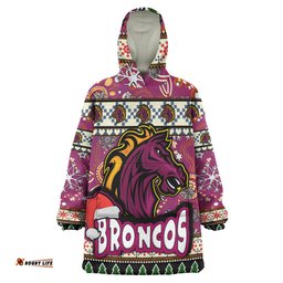 broncos rugby christmas snug hoodie custom xmas broncos christmas balls snowflake with aboriginal patterns wearable blanket hoodie