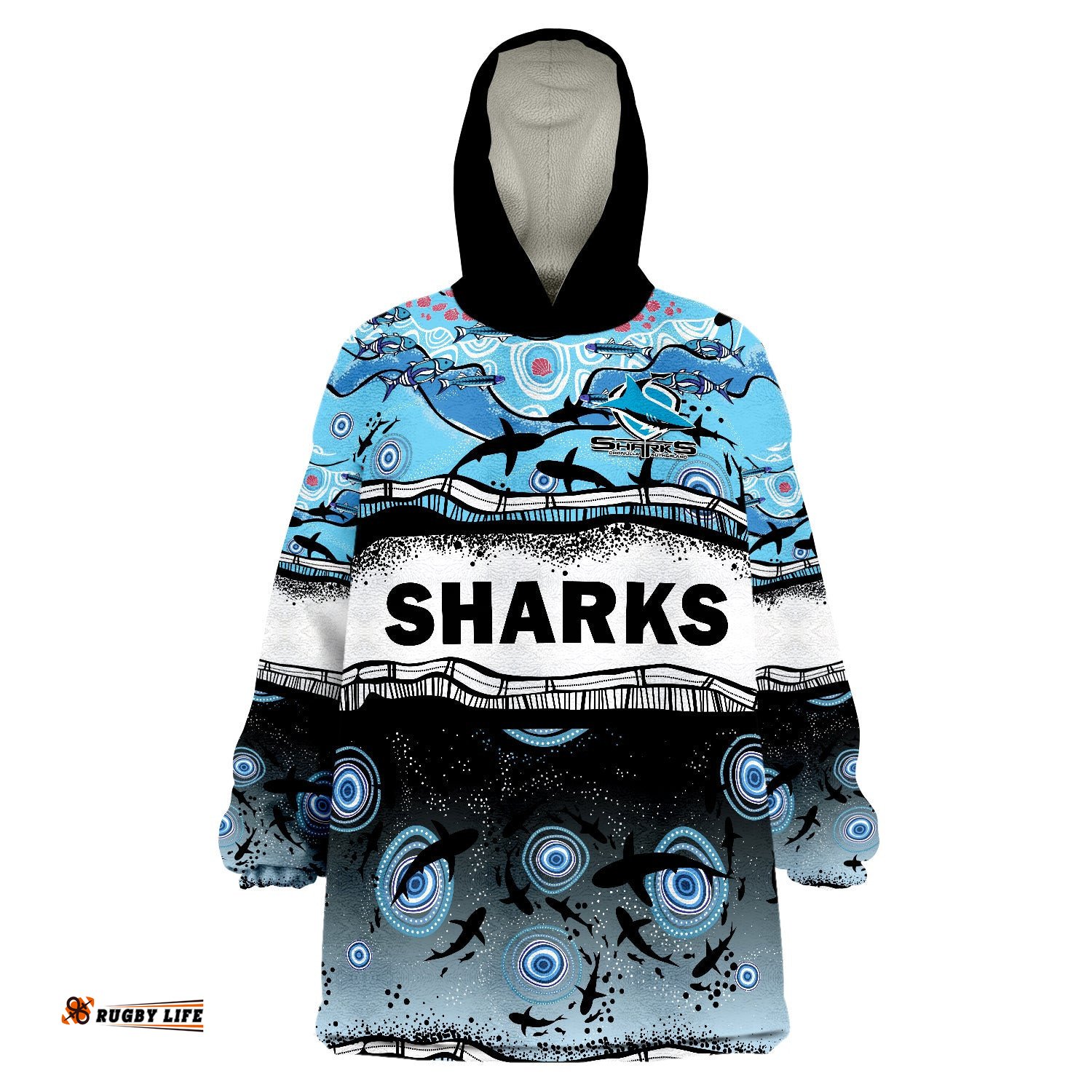 sharkies aboriginal wearable blanket hoodie