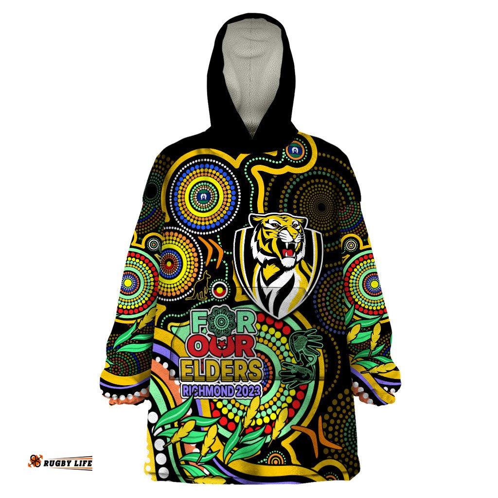 custom richmond football aboriginal art wearable blanket hoodie naidoc indigenous tribal