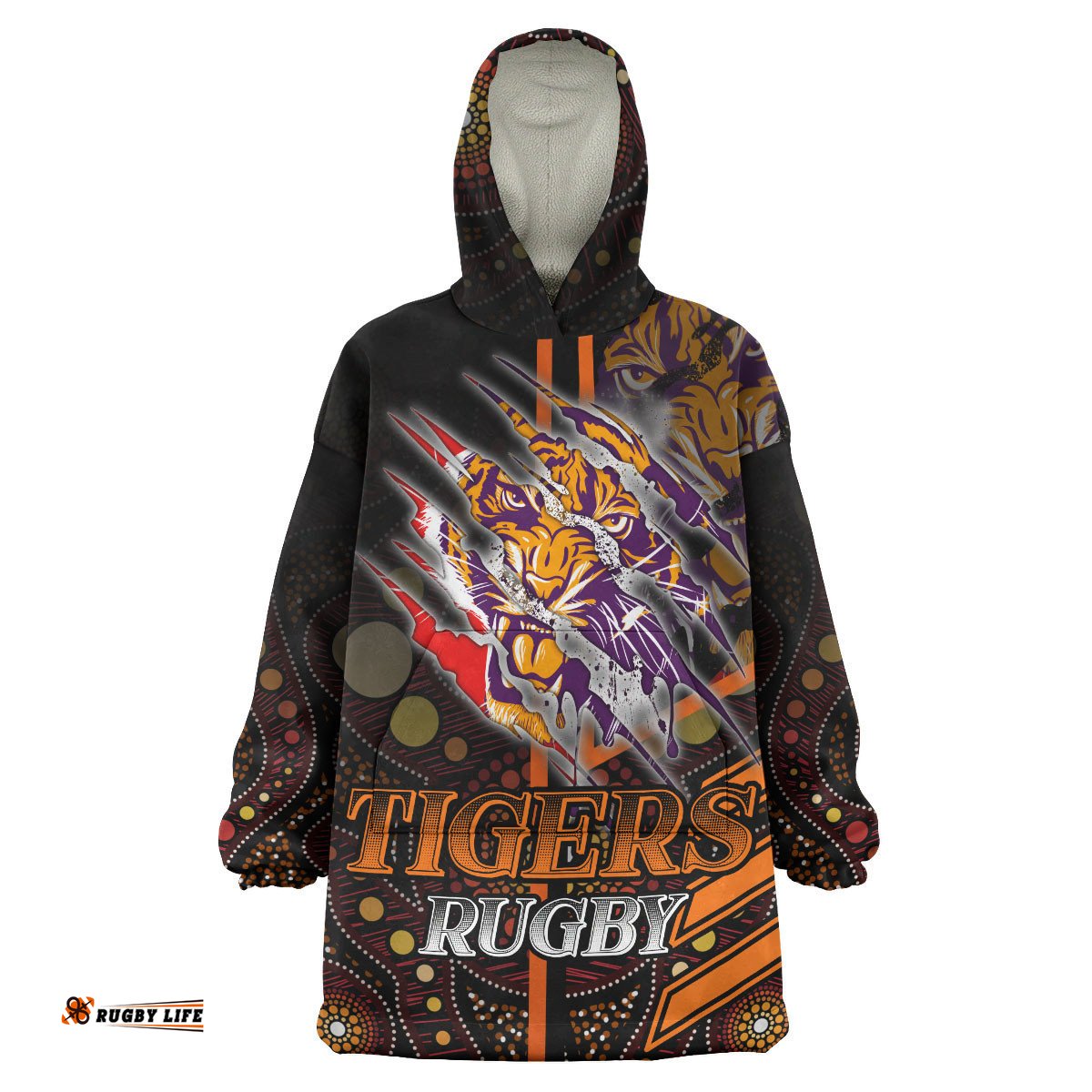 tigers rugby snug hoodie custom tigers claw aboriginal indigenous sport style oodie blanket