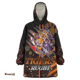 tigers rugby snug hoodie custom tigers claw aboriginal indigenous sport style oodie blanket