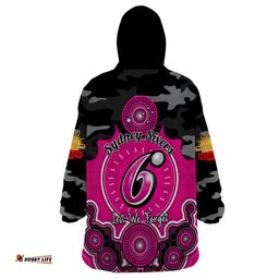 sydney sixers anzac 2024 wearable blanket hoodie lest we forget poppy mix camouflage