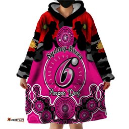 sydney sixers anzac 2024 wearable blanket hoodie lest we forget poppy mix camouflage