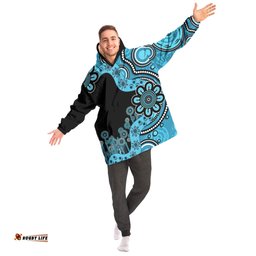 Australia Snug Hoodie Aboriginal Indigenous Dot Painting Blue
