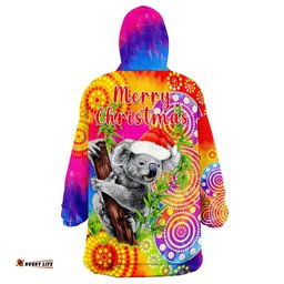 australia koala aboriginal rainbow tie dye merry christmas wearable blanket hoodie