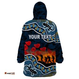 custom personalised anzac day nrl titans wearable blanket hoodie aboriginal lizard patterns