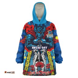 Gold Coast Titans Anzac Watercolour Snug Hoodie - Remembrance Indigenous Titans With Poppy Flower Oodie Blanket