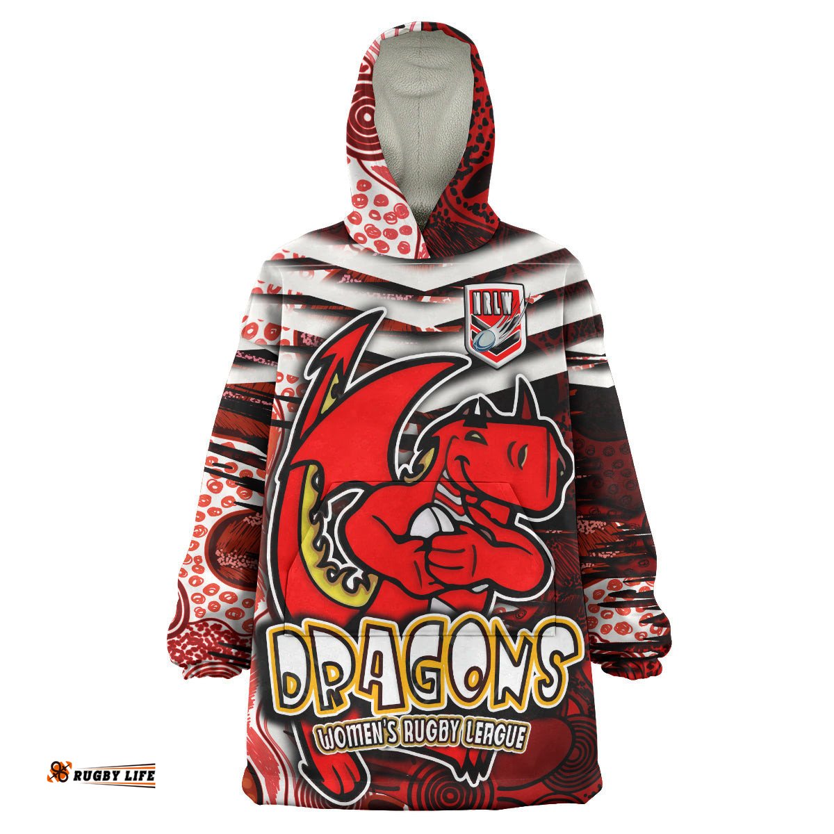 nrlw st george snug hoodie custom dragon womens rugby league aboriginal style oodie blanket