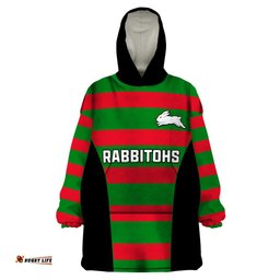 rabbitohs rugby wearable blanket hoodie go souths 1908 sporty style black