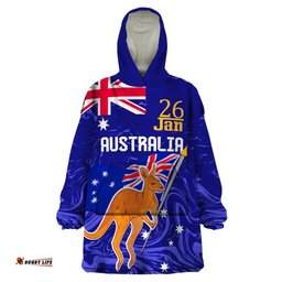 proud to be australia day wearable blanket hoodie kangaroo with flag color