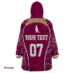 personalised qld maroons rugby indigenous wearable blanket hoodie state of origin canetoads