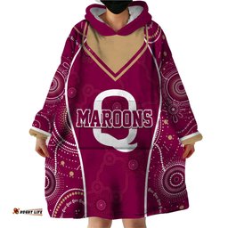 personalised qld maroons rugby indigenous wearable blanket hoodie state of origin canetoads