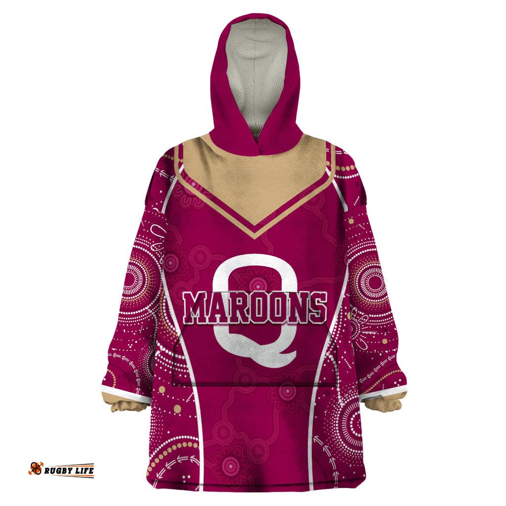 personalised qld maroons rugby indigenous wearable blanket hoodie state of origin canetoads