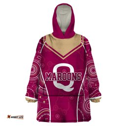 personalised qld maroons rugby indigenous wearable blanket hoodie state of origin canetoads