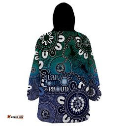 naidoc week 2024 fire burning wearable blanket hoodie aboriginal dots blue art