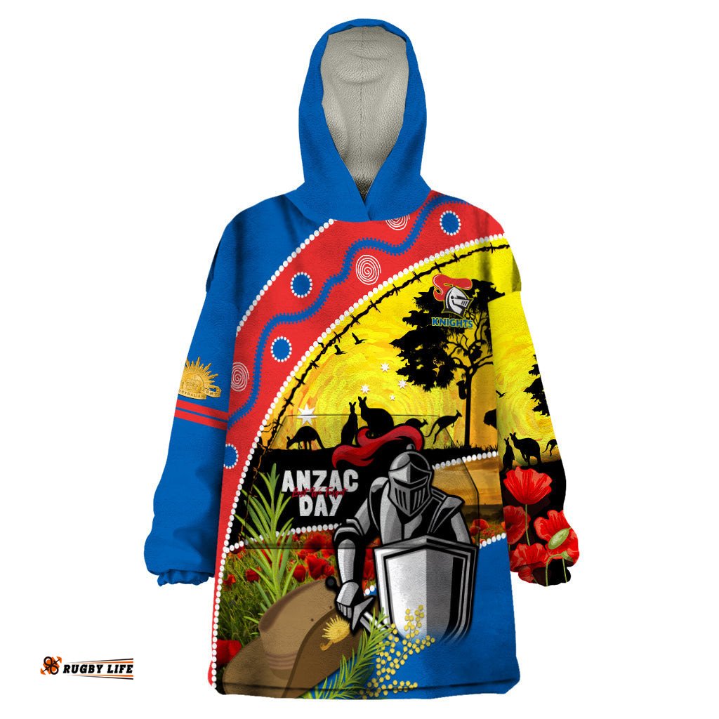 knights rugby anzac day wearable blanket hoodie novocastrians mascot rosemary starry night