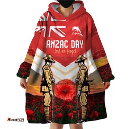 custom dolphins rugby anzac day wearable blanket hoodie soldiers poppy field 2024