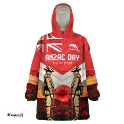 custom dolphins rugby anzac day wearable blanket hoodie soldiers poppy field 2024