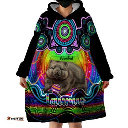 personalised australia taurus wombat zodiac wearable blanket hoodie auz astrology aboriginal rainbow