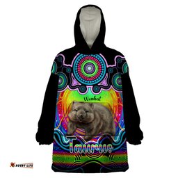 personalised australia taurus wombat zodiac wearable blanket hoodie auz astrology aboriginal rainbow