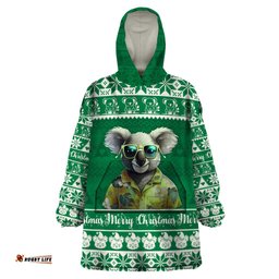 personalised australia koala christmas wearable blanket hoodie santa koala stay cool