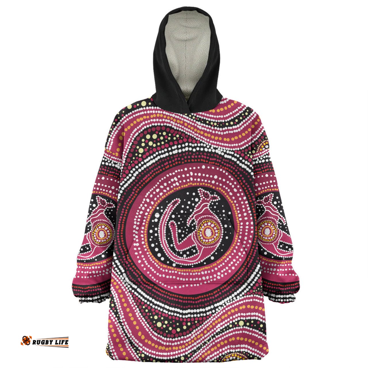 Australia Aboriginal Snug Hoodie - Aboriginal Background Featuring Kangaroo Dot Design Snug Hoodie