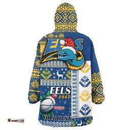eels rugby snug hoodie custom christmas snowflakes eels mascot wearable blanket hoodie