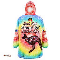 custom personalised australia naidoc week aboriginal kangaroo style tie dye wearable blanket hoodie