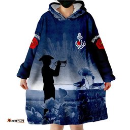 navy anzac remembering our heroes wearable blanket hoodie