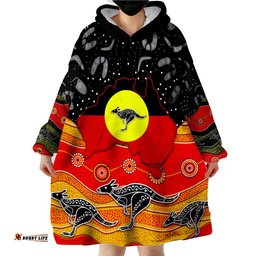 custom personalised aboriginal flag map aussie wearable blanket hoodie