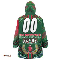 rabbitohs rugby snug hoodie custom rabbitohs rugby ball aboriginal indigenous sport style oodie blanket