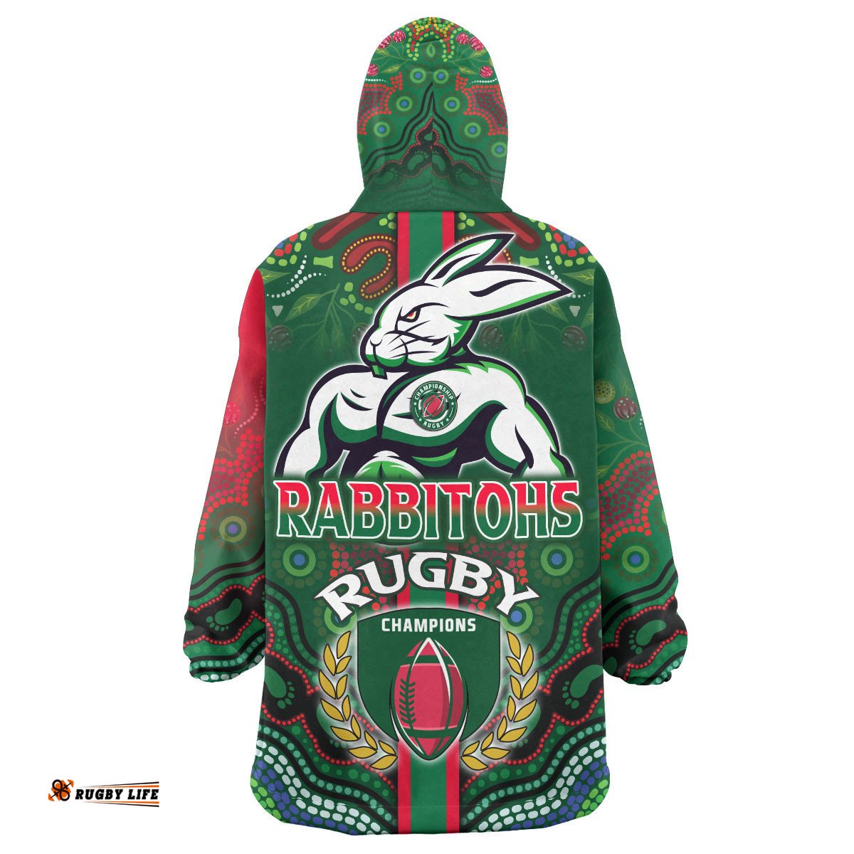 rabbitohs rugby snug hoodie custom rabbitohs rugby ball aboriginal indigenous sport style oodie blanket