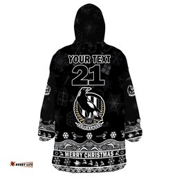 custom personalised and number collingwood pies unique winter season magpies merry christmas wearable blanket hoodie