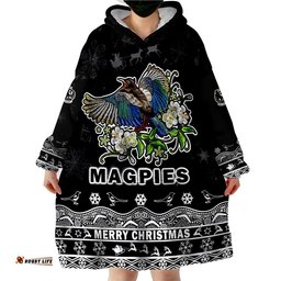 custom personalised and number collingwood pies unique winter season magpies merry christmas wearable blanket hoodie