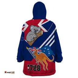 australia day kangaroo and koala with flag wearable blanket hoodie lt01